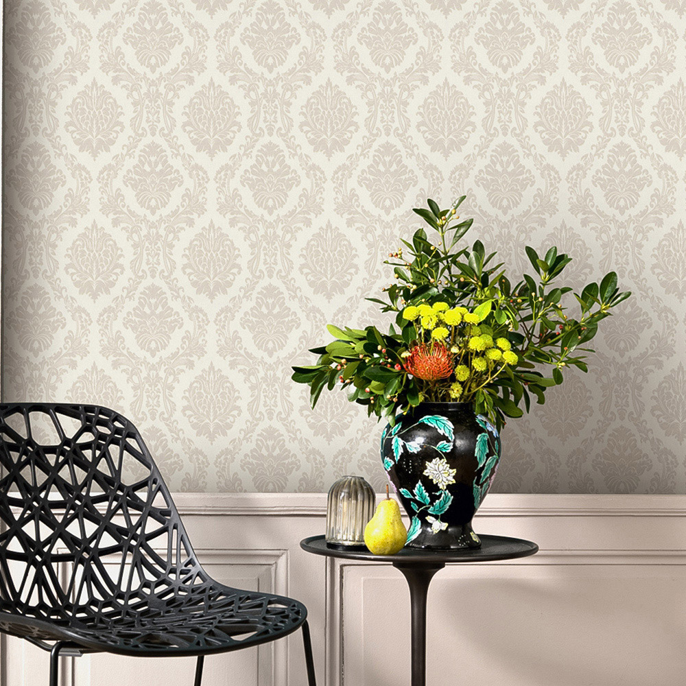Erismann Decadent Damask Textured Natural Vinyl Wallpaper Image 4