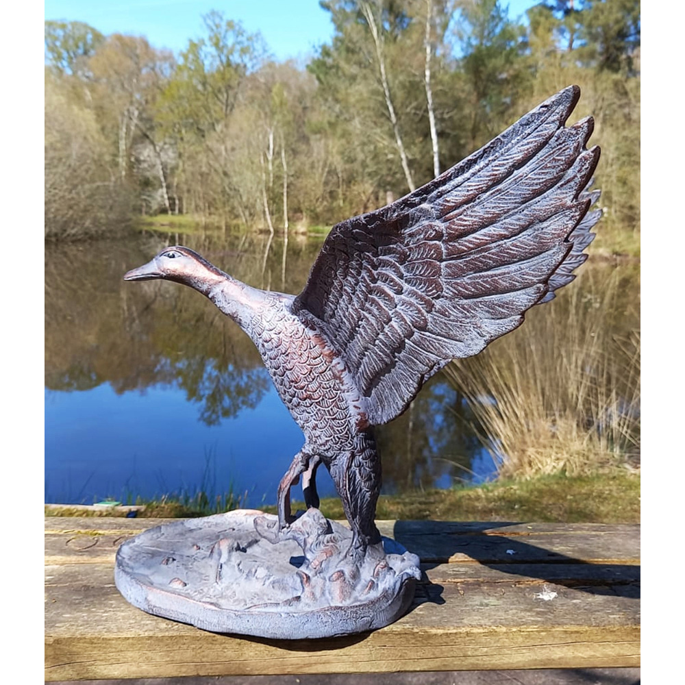 Inspirational Gifting Flying Duck Cast Aluminium Garden Ornament Image 7
