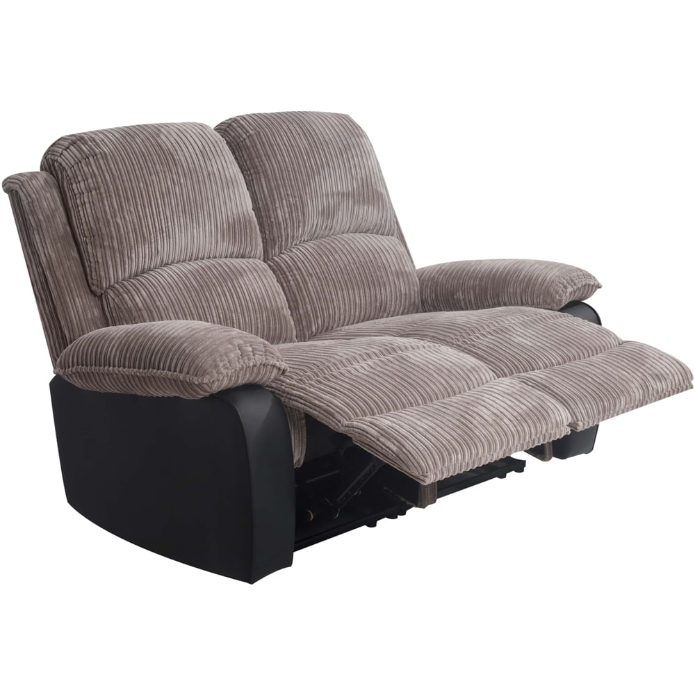 Brooklyn 2 Seater Grey Jumbo Cord Manual Recliner Sofa Image 2