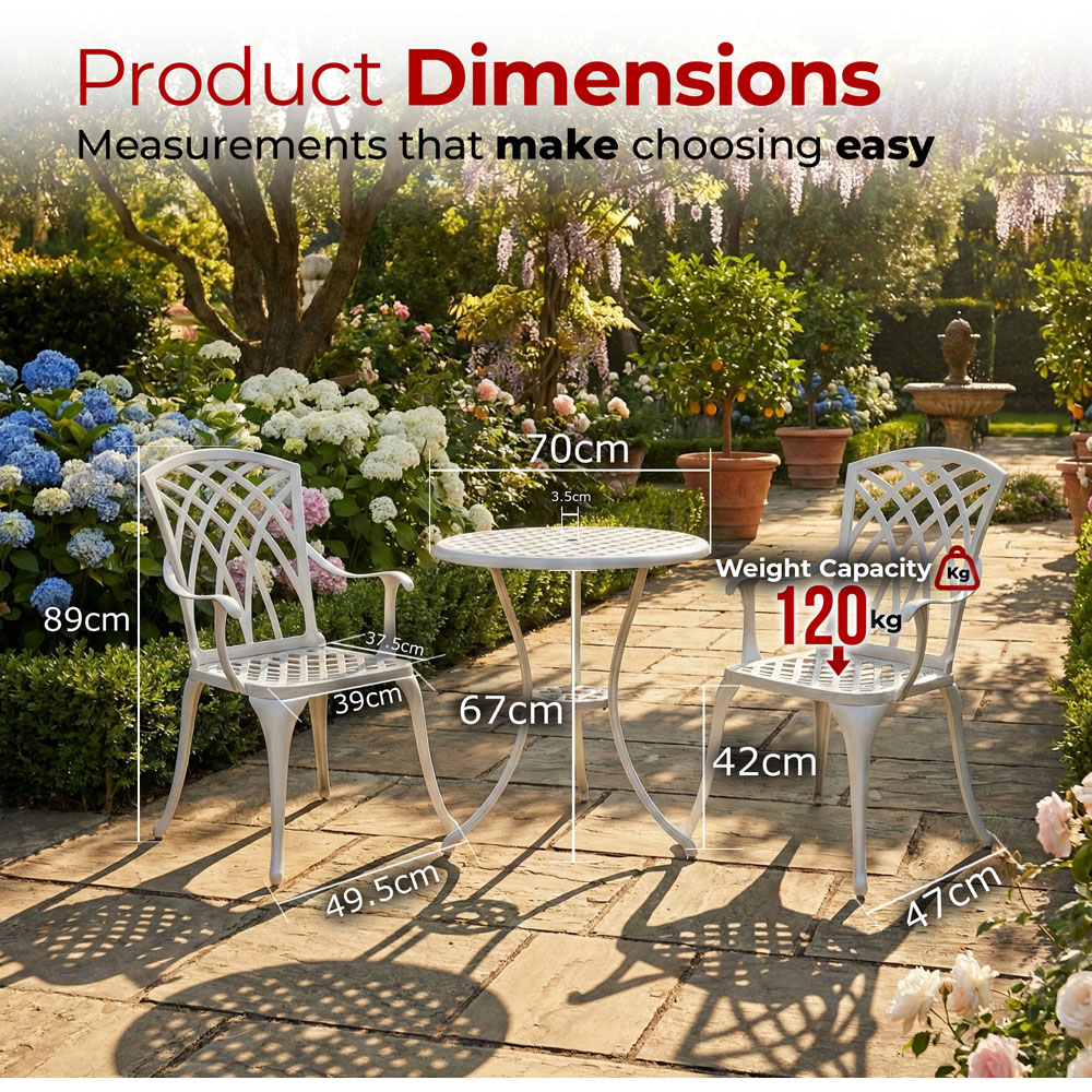Centurion Supports OSHOWA 2 Seater White Bistro Set Image 9