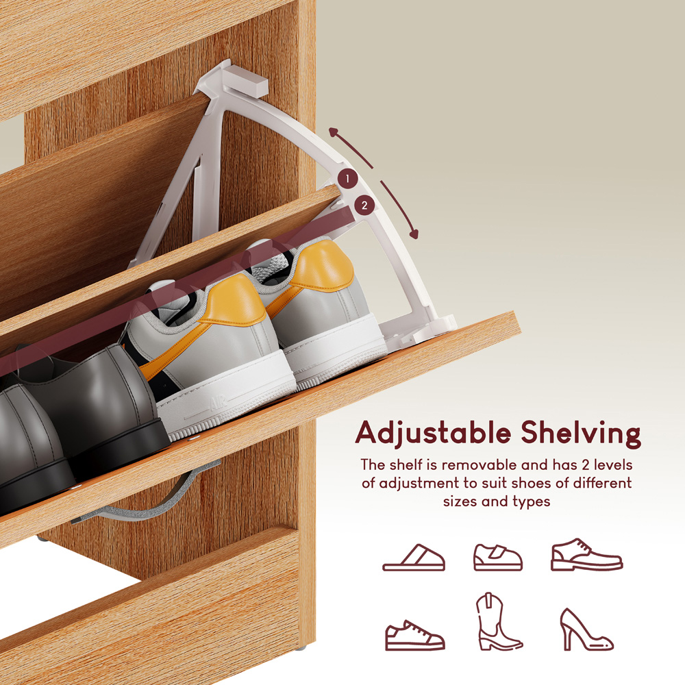 Vida Designs Pine Effect 2 Drawer Shoe Cabinet Image 7