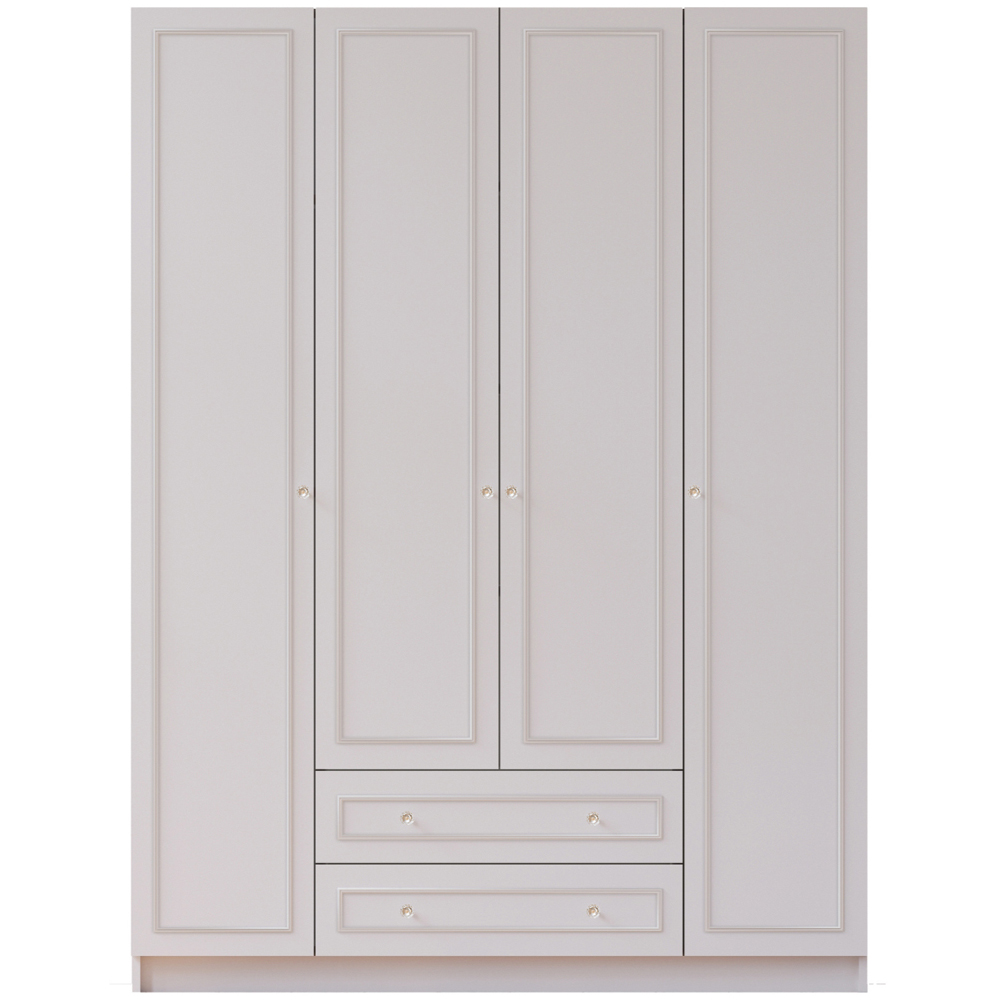 Evu GISELLE 4 Doors 2 Drawers White Wardrobe Image 2