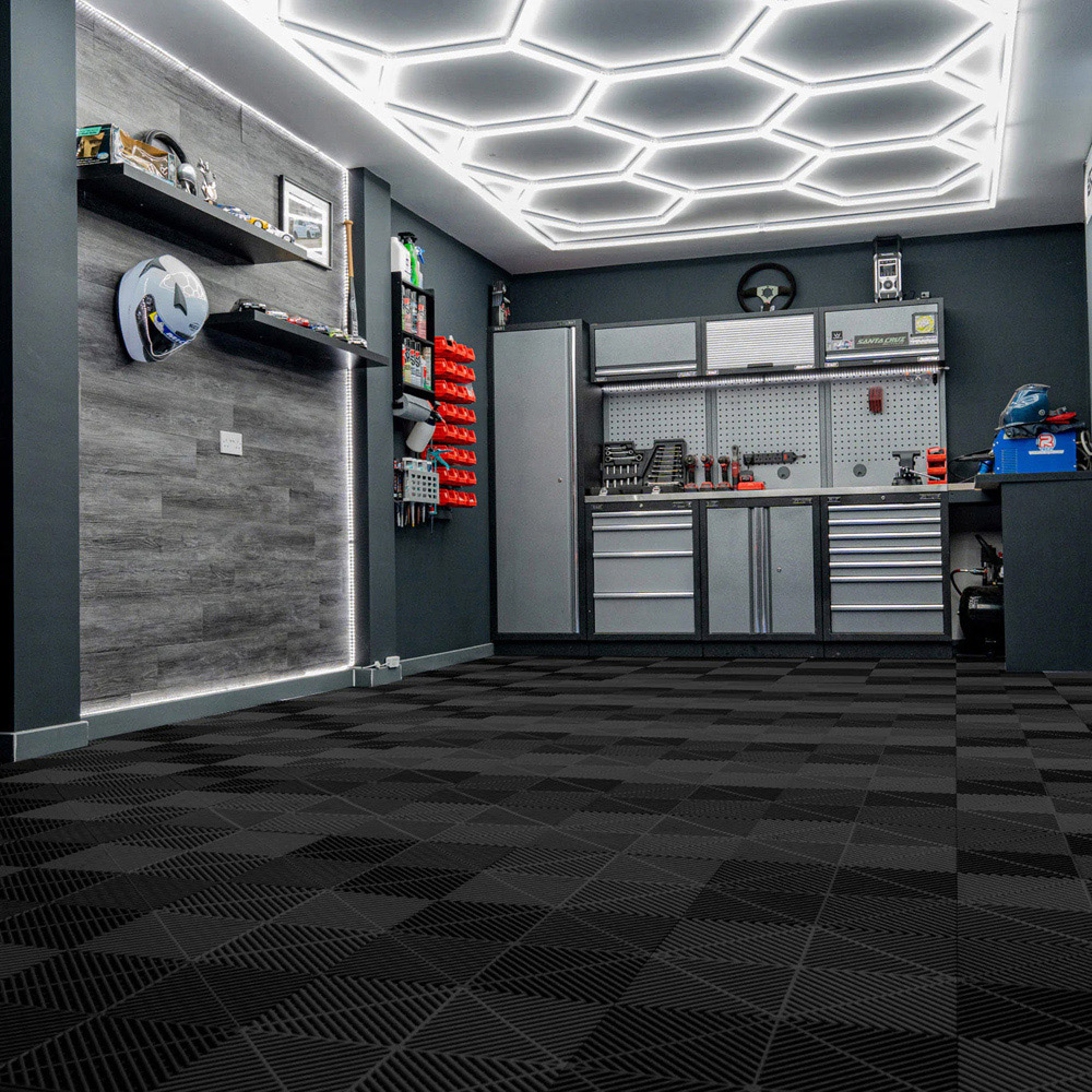 Monstershop 225 Black Vented Garage Floor Tiles with Edges Image 2