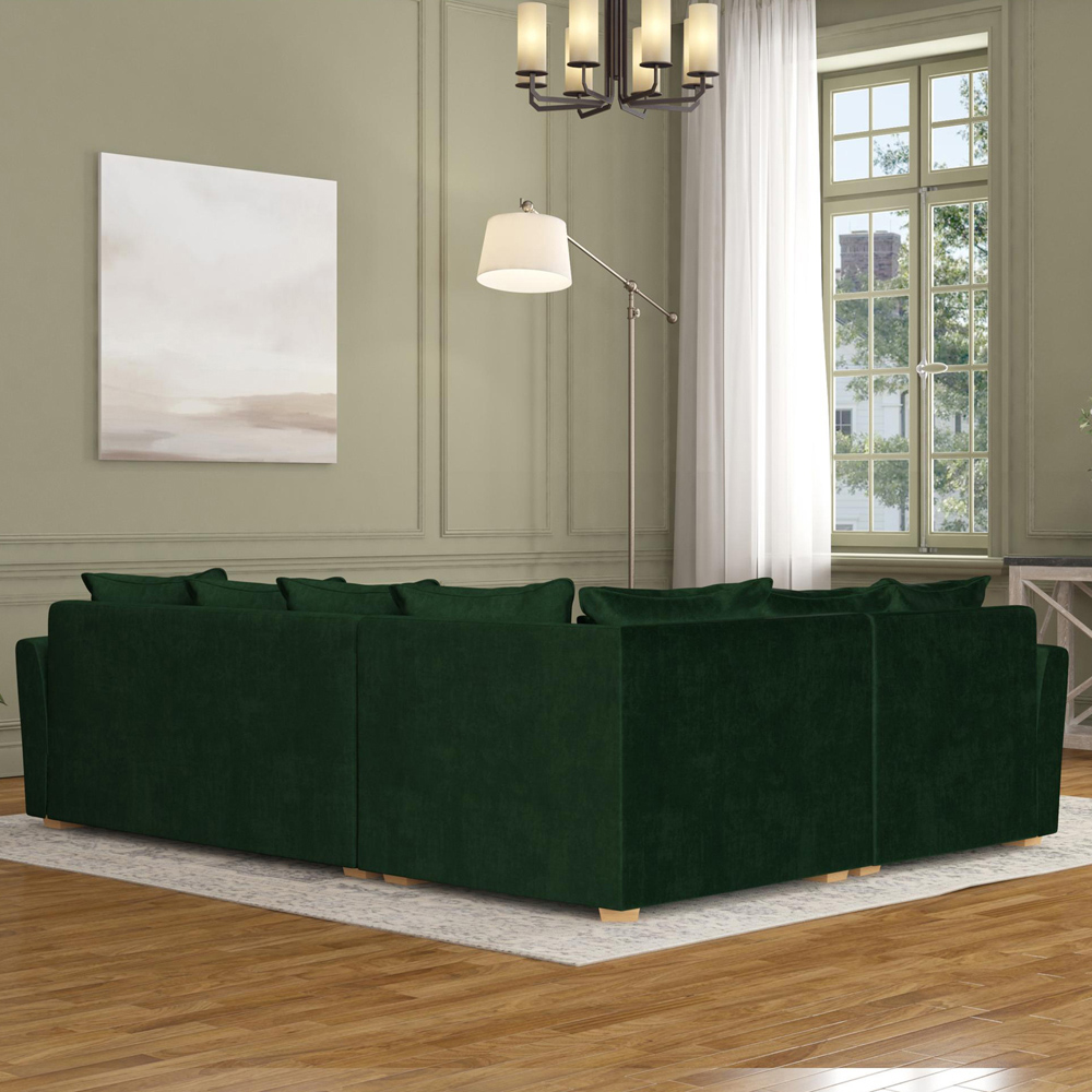 Wendleberry 3 Seater Forest Green Plush Velvet Scatter Back Left Hand Corner Sofa Image 6