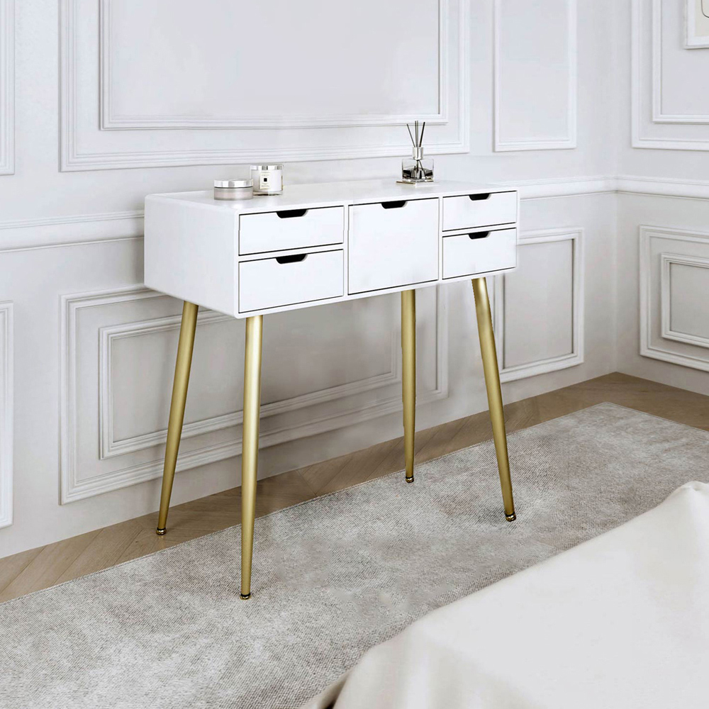 CARME Home Gabriella White and Gold Dressing Table Image 5