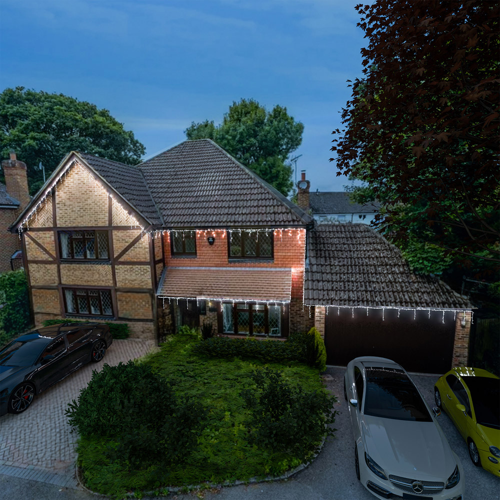 The Christmas Centre 210 Twinkling LED White Cable Icicle Light 6.6m Image 6