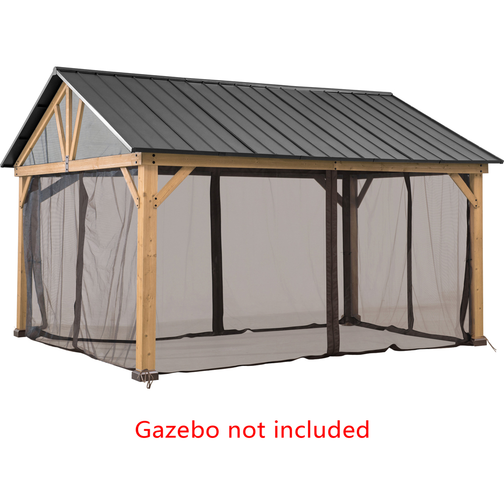 Sunjoy 4.6 x 4m Khaki Accessory Netting for Cedar Wood Gazebo (Gazebo Not Include) Image 2