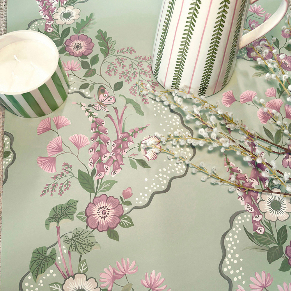 Belmont House Soft Green Wild Flower Garden Path Wallpaper Image 3