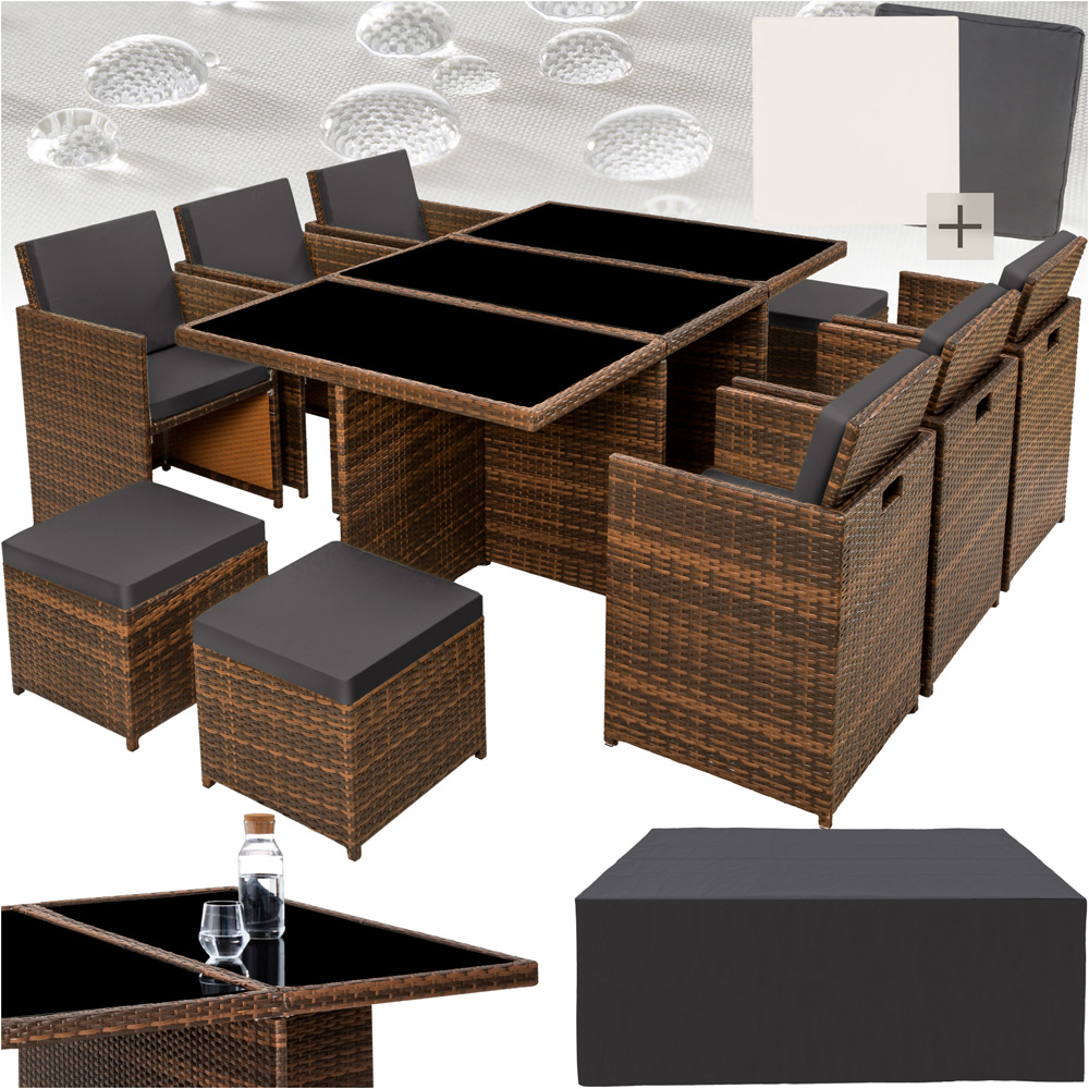 tectake New York 10 Seater Black and Brown Dining Table Image 2