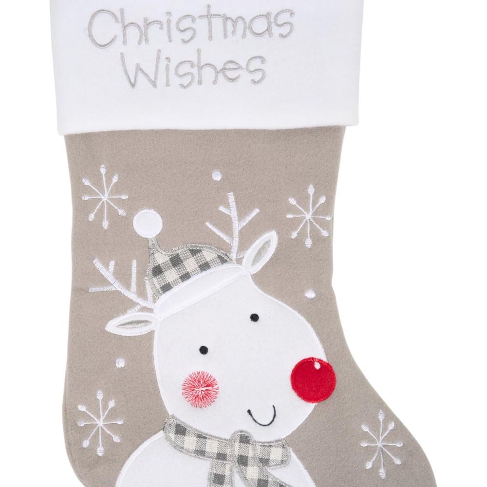 Grey Christmas Wishes Stocking Image 5