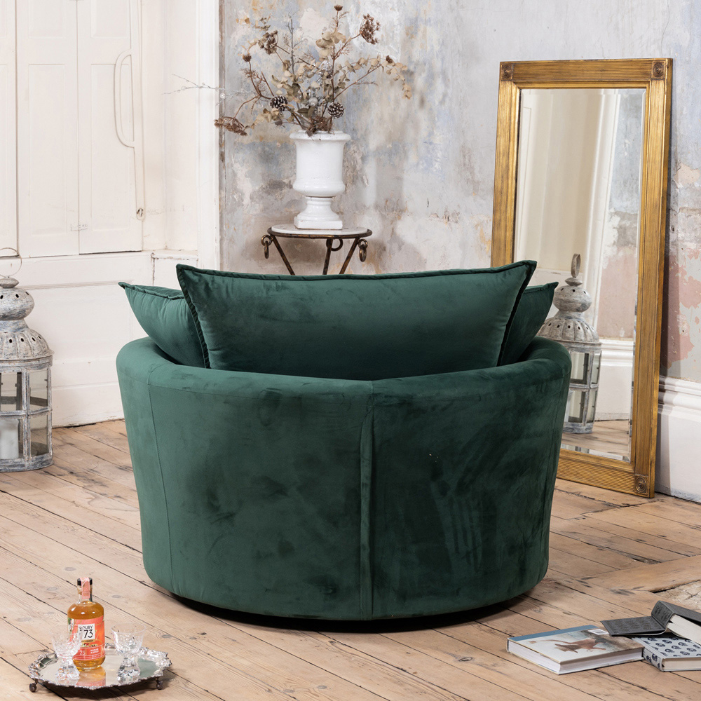 Artemis Home Havana Green Velvet Swivel Cuddle Chair Image 4