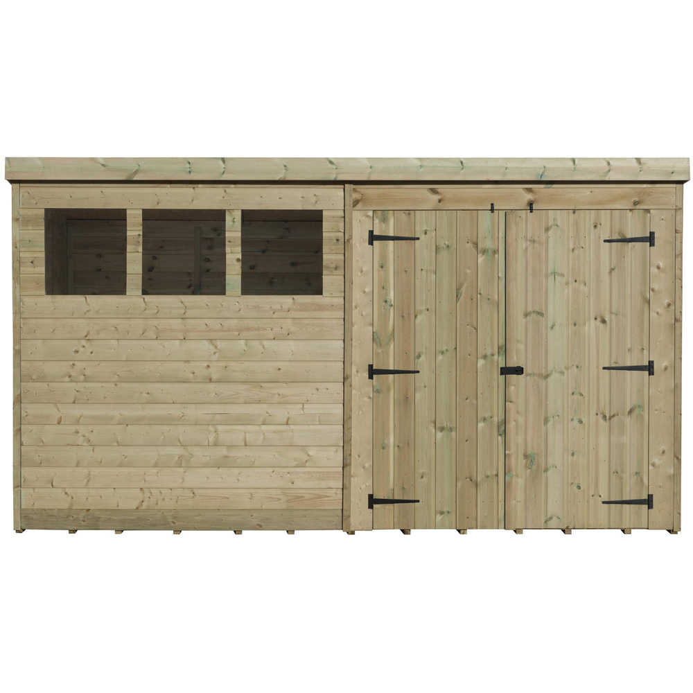 Empire Sheds 4000 12 x 7ft Double Door Tongue and Groove Wooden Pent Garden Shed Image 1