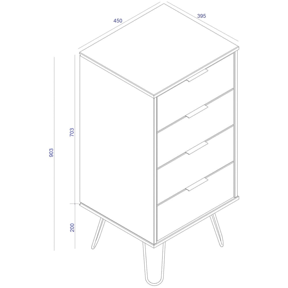 Core Products Augusta 4 Drawer Pine Narrow Chest of Drawers Image 8