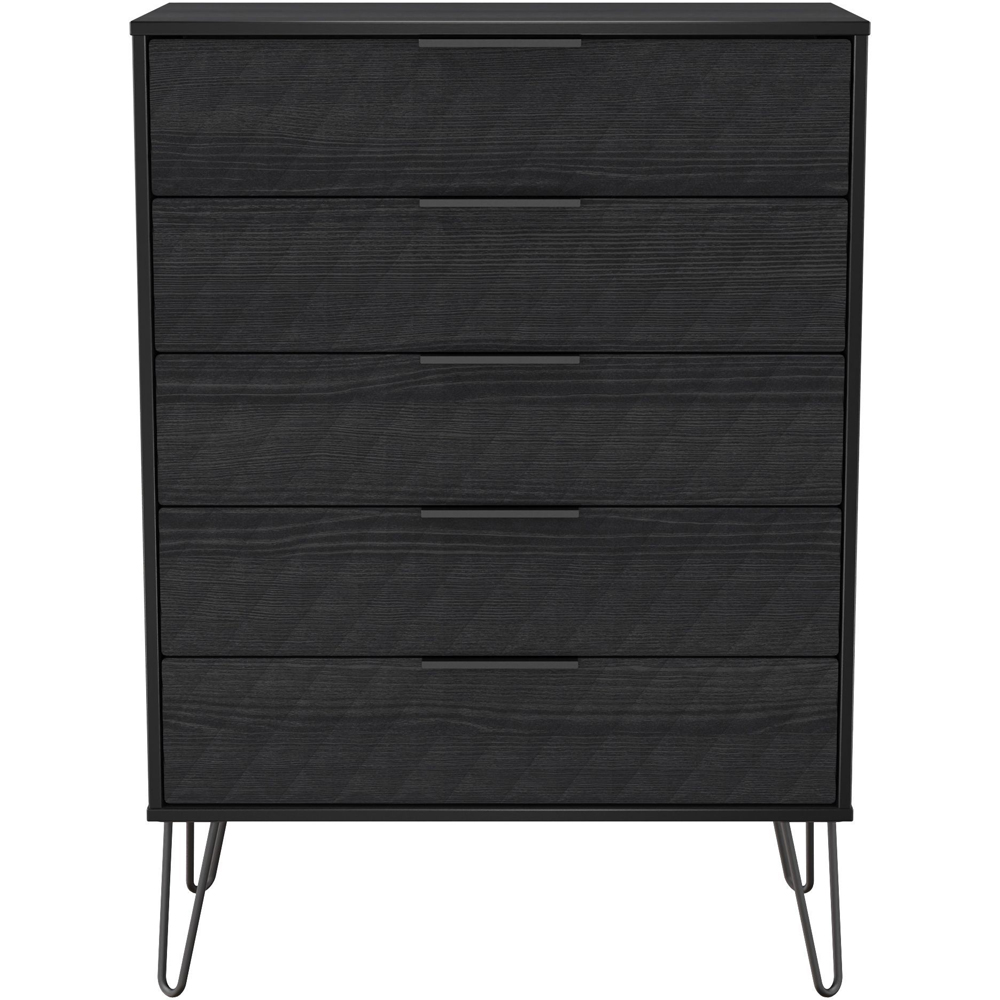 Crowndale Harlequin 5 Drawer Black Ash Chest of Drawers Ready Assembled Image 3