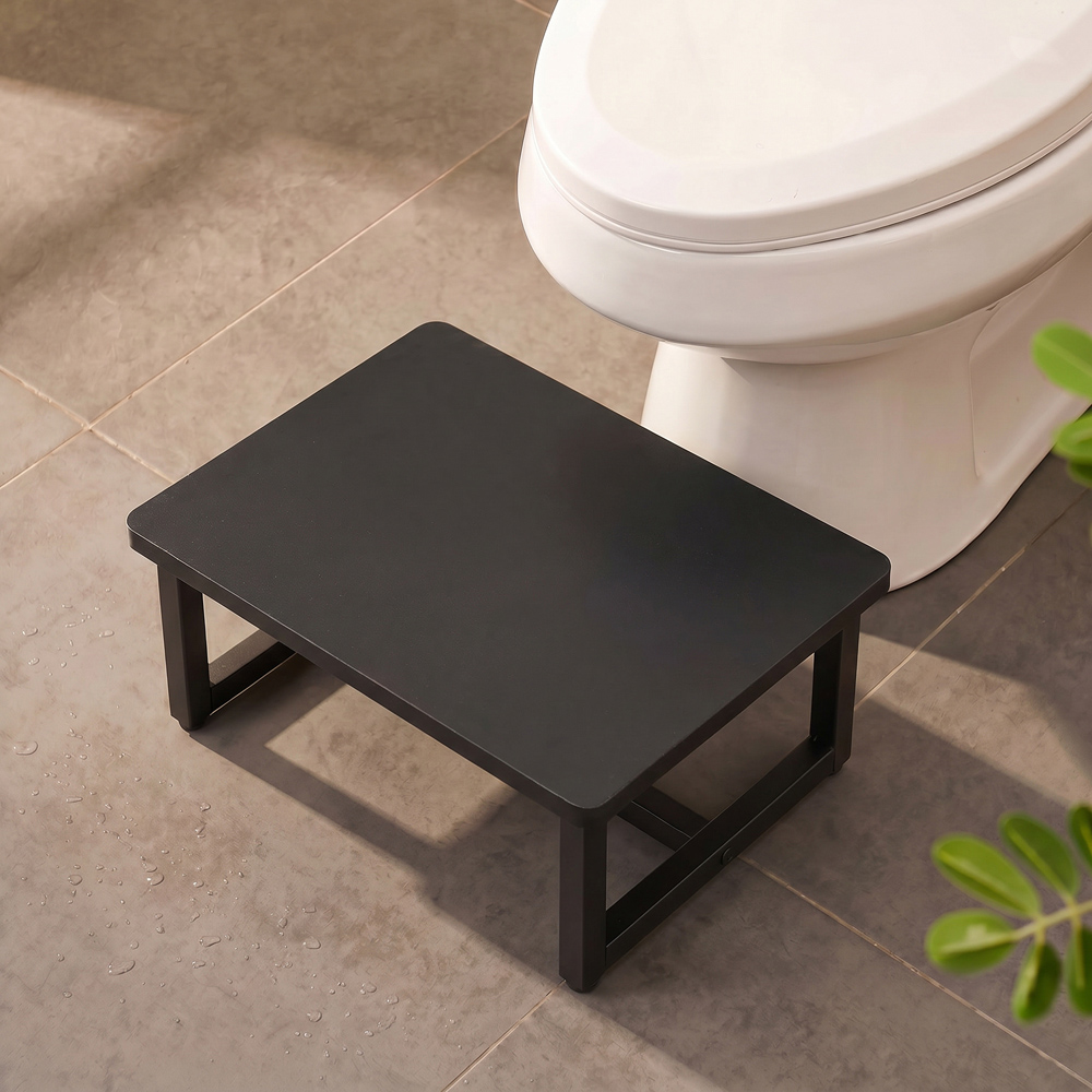 Living and Home Black Rustic Wood Grain Step Stool Image 8