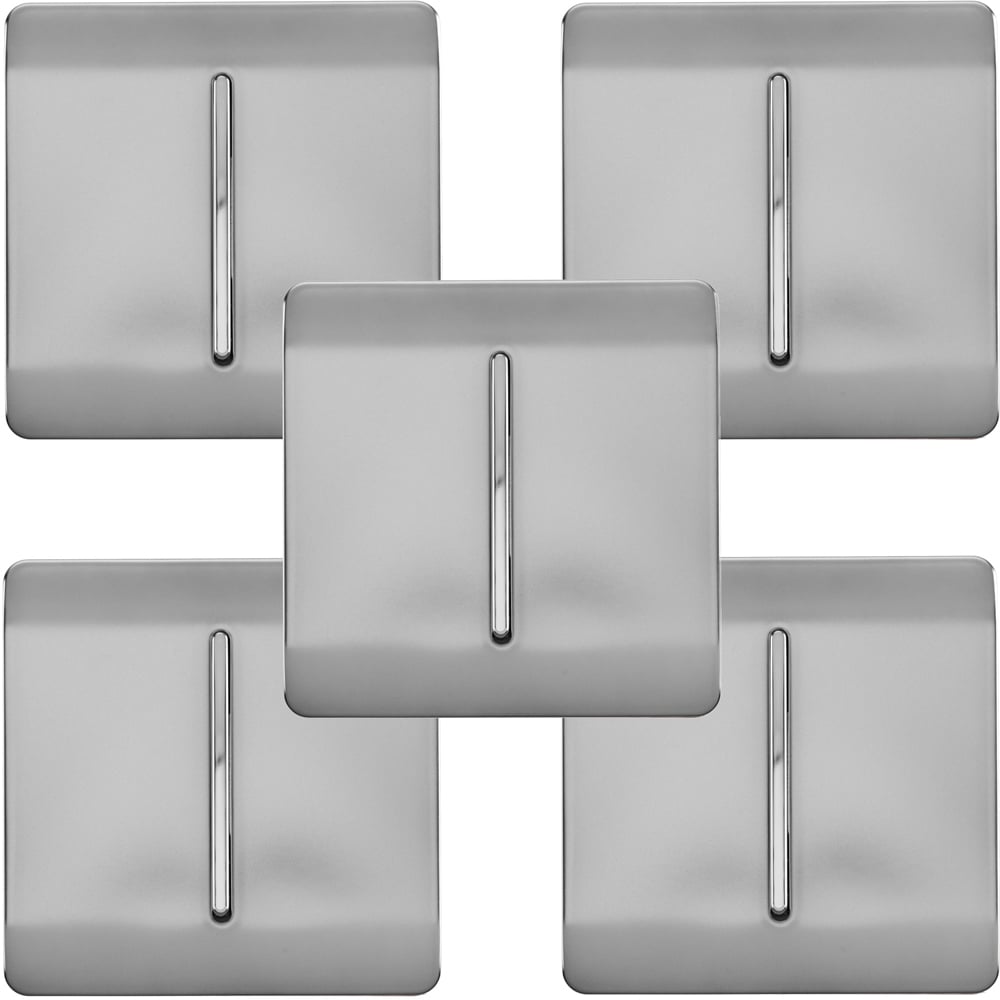 Trendi Switch 1 Gang 1 or 2 Way Brushed Steel Rocker Light Switch 5 Pack Image 1