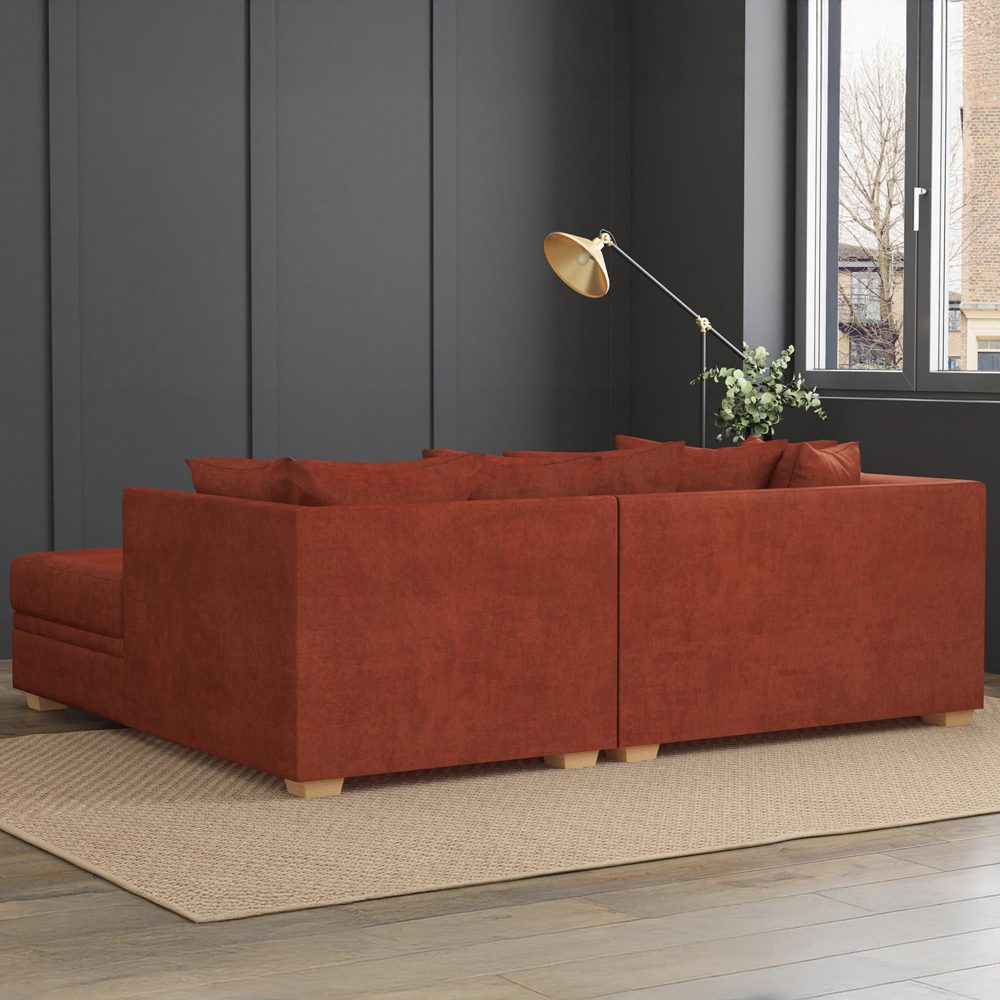 Modo 3 Seater Marmalade Plush Velvet Right Hand Scatter Back L-Shape Corner Sofa Image 8