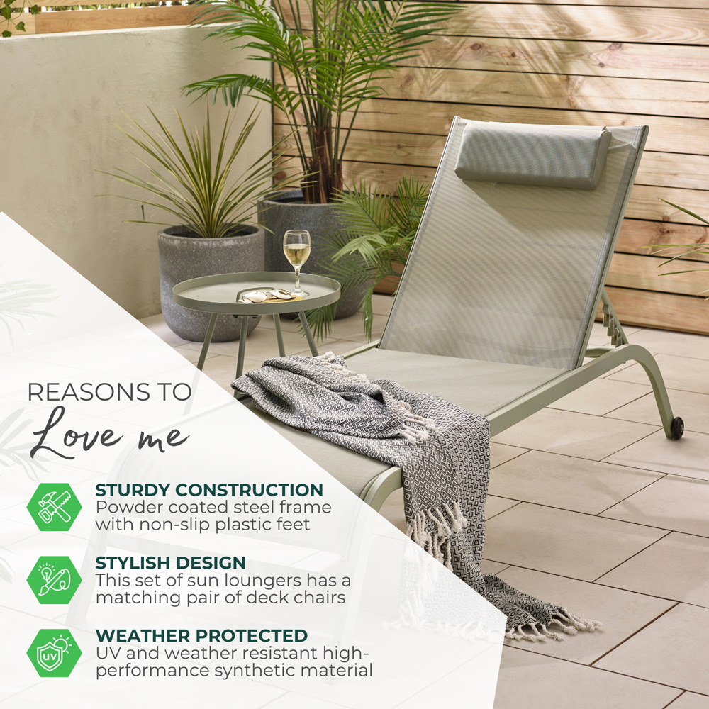 Furniturebox Set of 2 Pink Adjustable Sun Lounger with Headrest Image 7