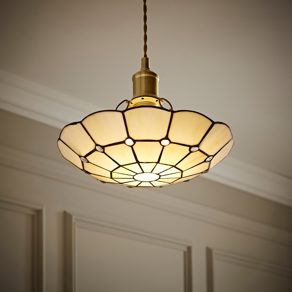 ValueLights Cortez Tiffany Style Traditional Cream Pendant Light Shade Image 6