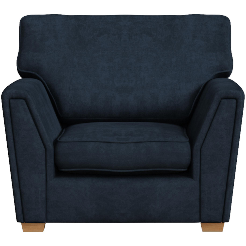 Wendleberry Royal Blue Plush Velvet Fixed Back Armchair Image 2