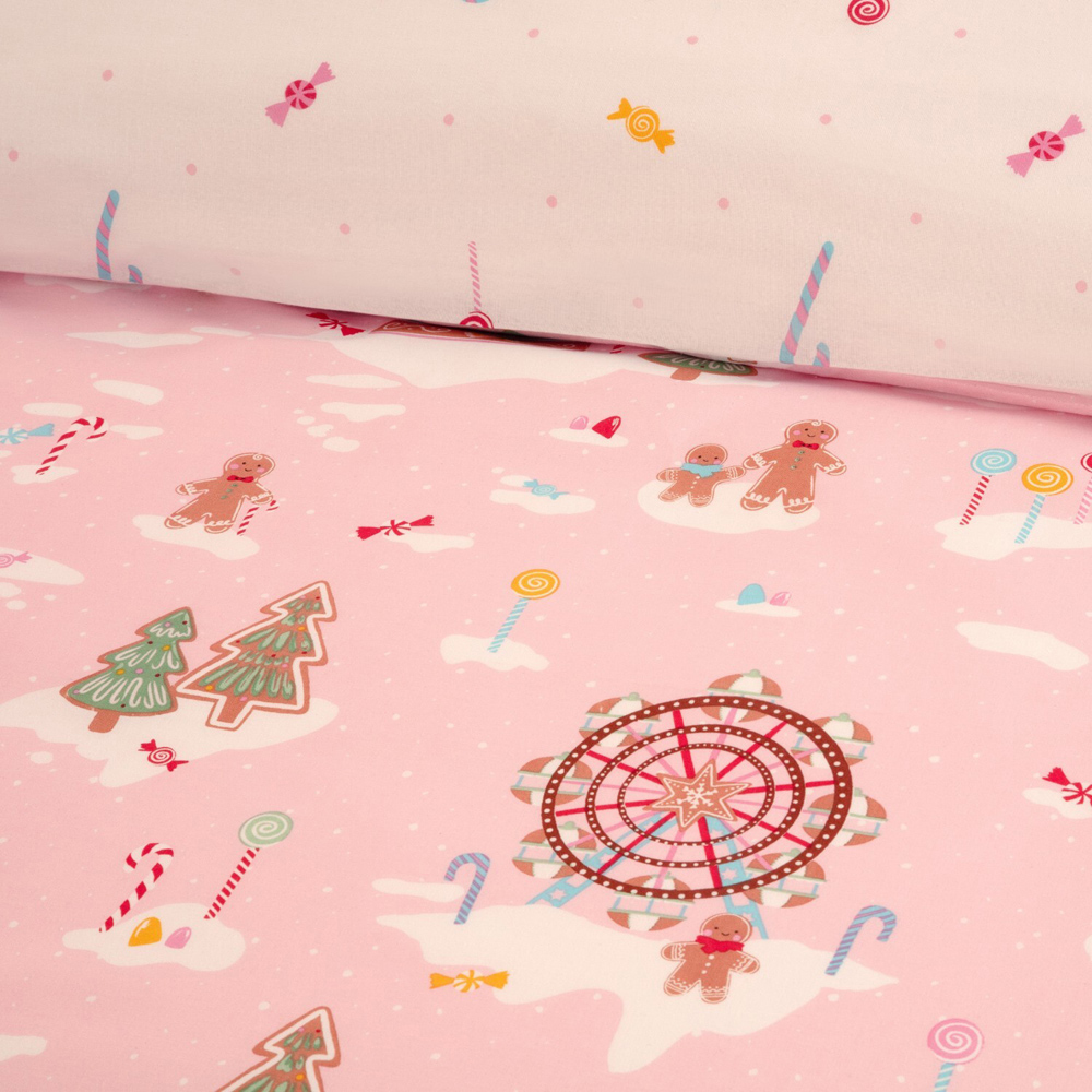 Gingerbread Fairground Duvet Set Pink Single Image 4