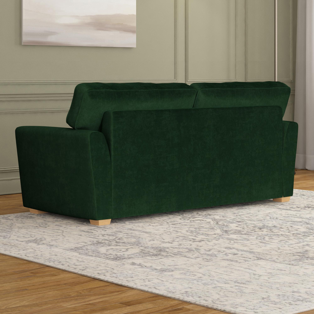 Wendleberry 3 Seater Forest Green Plush Velvet Fixed Back Sofa Image 6