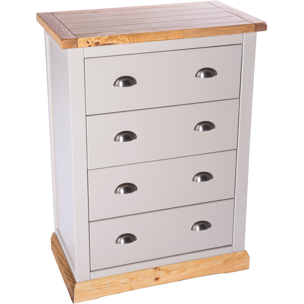 Cabinet Bits Bomporto 4 Drawer Light Grey Chrome Cup Handle Chest of Drawers Image 4