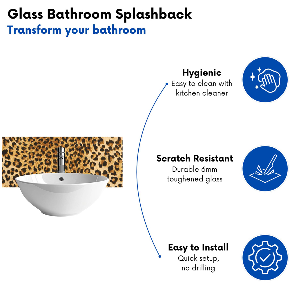 Warren Reed Designer Wild Animal Pattern Glass Bathroom Splashback 25 x 60cm Image 4
