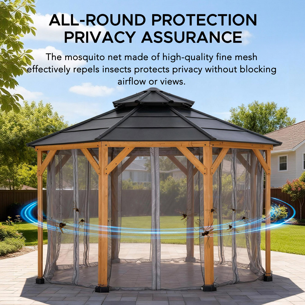 Sunjoy 3.9 x 3.9m Accessory Netting for Outdoor Steel Gazebo (Gazebo Not Include) Image 3
