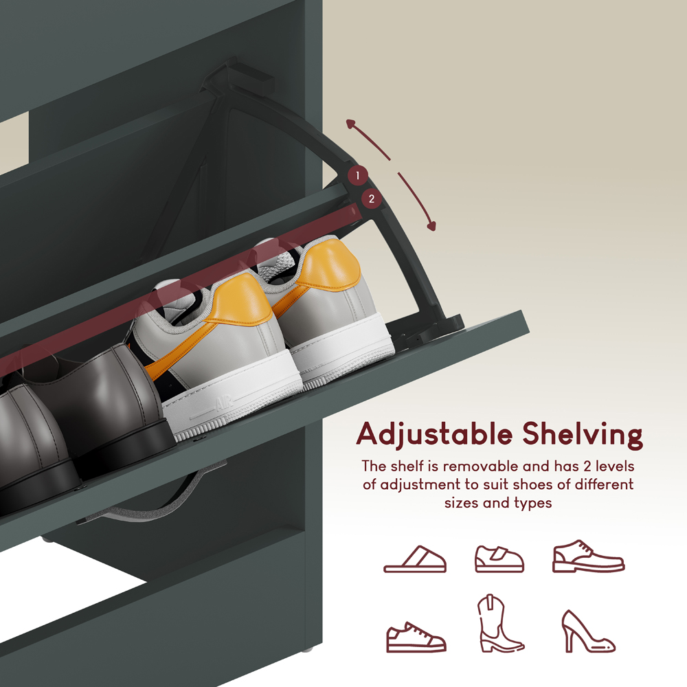 Vida Designs 2 Drawer Green Shoe Cabinet Image 6