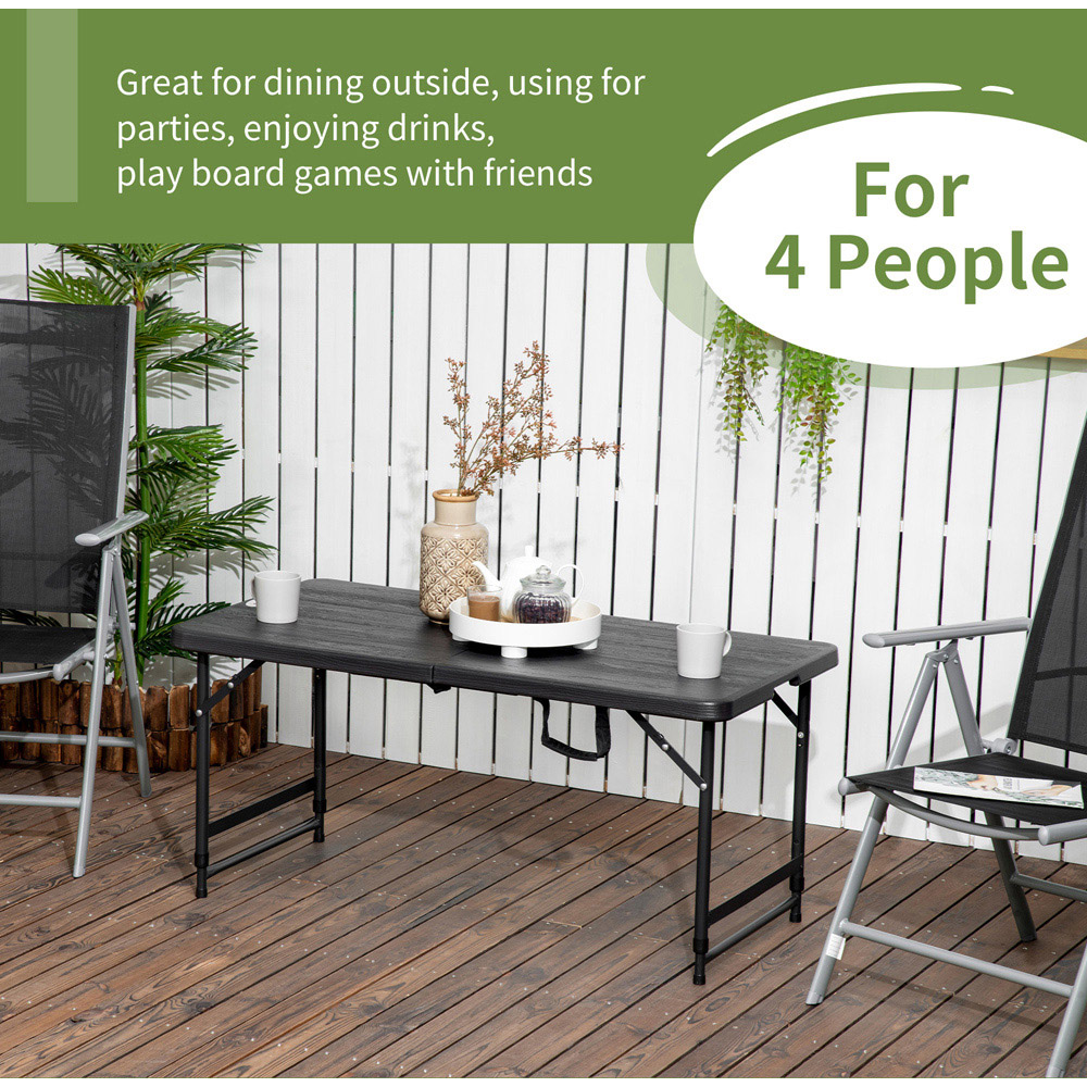 Outsunny 4 Seater Foldable Garden Dining Table Dark Grey Image 4