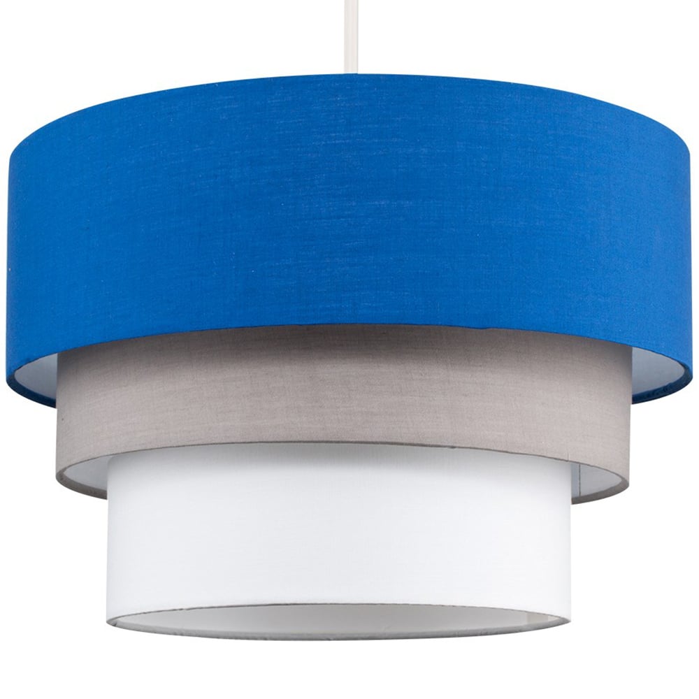 ValueLights Aztec 3 Tier Blue Fabric Ceiling Light Shade Image 1