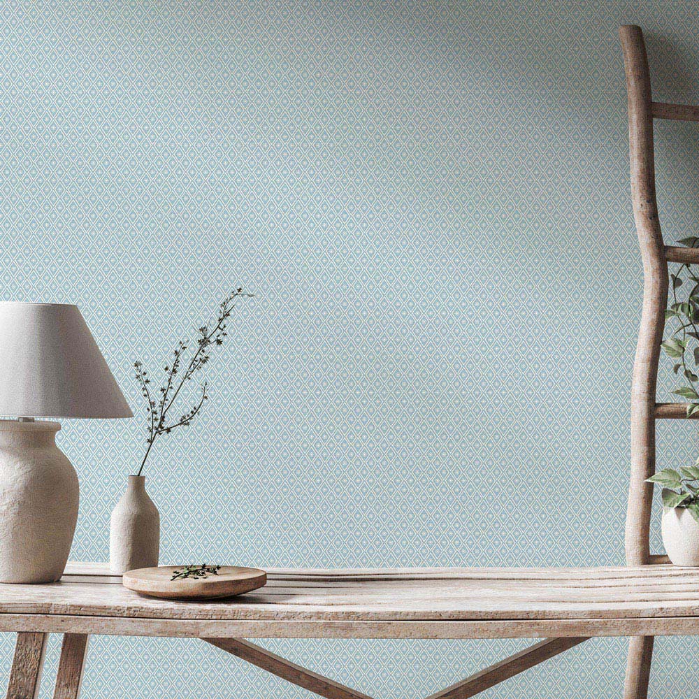 Hoopla Walls Purity Ditsy Diamond Blue Wallpaper Image 2