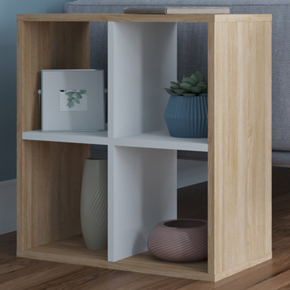 Decorotika Hansen 4 Shelf Oak and White Side Table Image 1