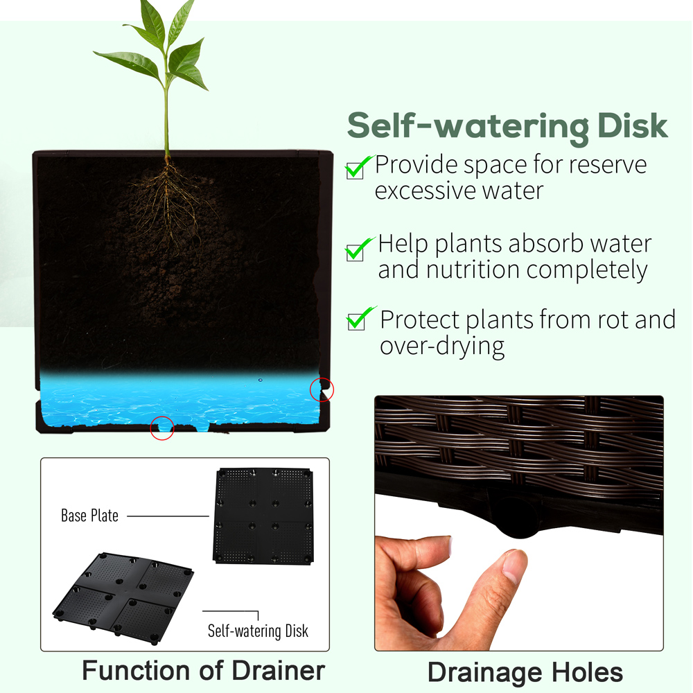 Outsunny Brown PP Raised Bed Garden Box Planter Set of 2 Image 6