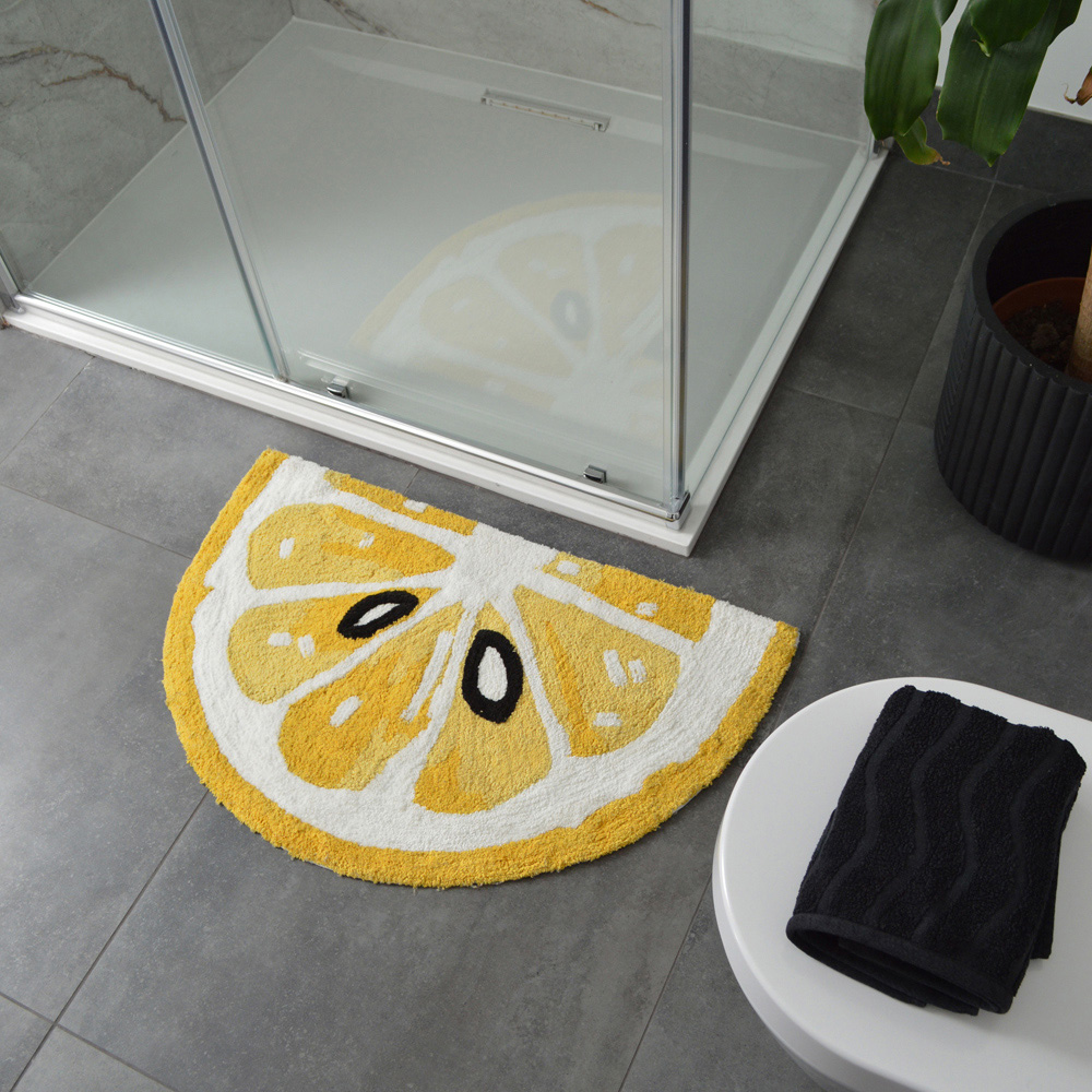 Mooky Mats Half Circle Lemon Slice Non Slip Bath Mat 50 x 80cm Image 2