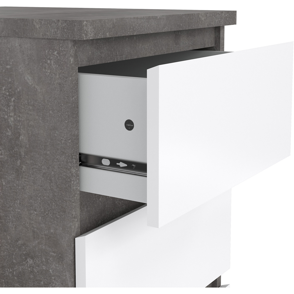 Florence 3 Drawer Concrete and White High Gloss Bedside Table Image 5