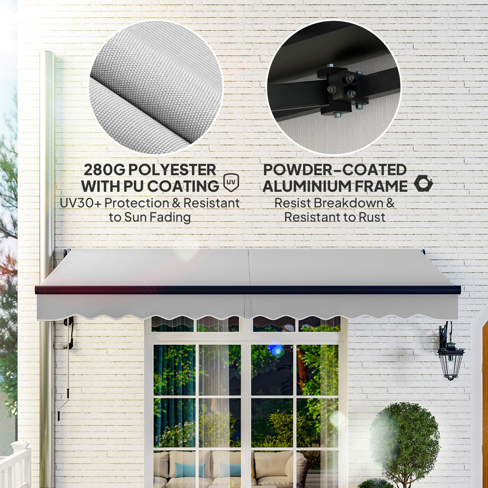 Outsunny 3.5 x 3m Light Grey Electric Retractable Awning Image 5