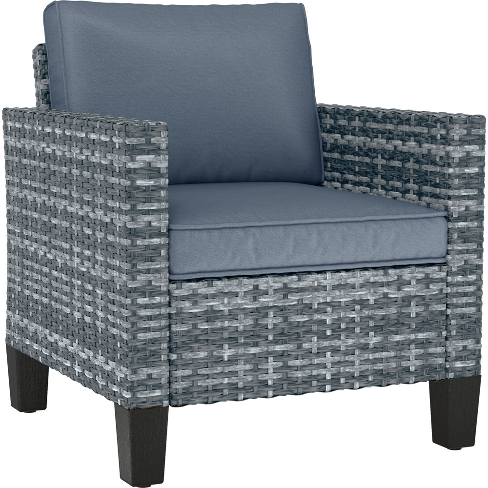 Outsunny Light Grey Rattan Garden Armchair with Cushions Image 2