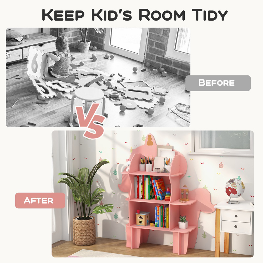 Costway Pink Kids Toy Bookshelf Image 8