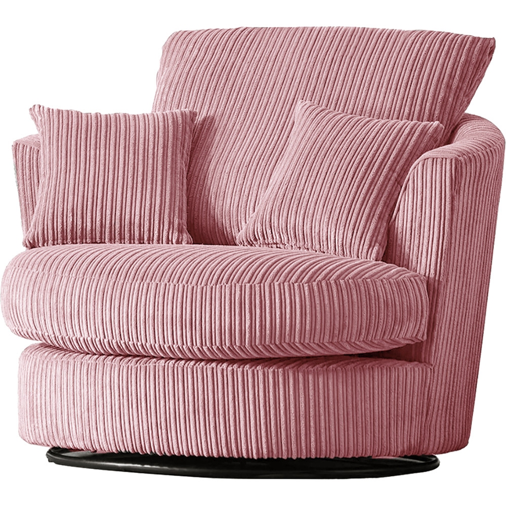 Luxor Pink Jumbo Cord Swivel Chair Image 3