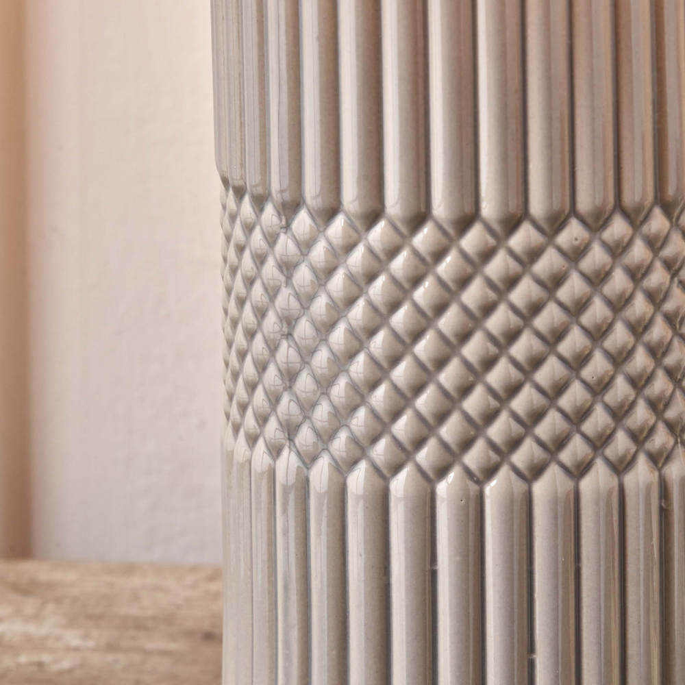 Pacific Lifestyle Meribel Grey Geo Textured Ceramic Tall Table Lamp Image 3