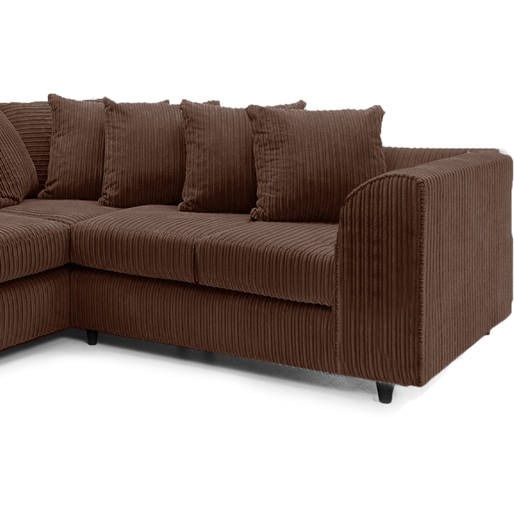 Luxor 5 Seater Chocolate Jumbo Cord Scatter Back L Shaped Corner Sofa Set Image 4