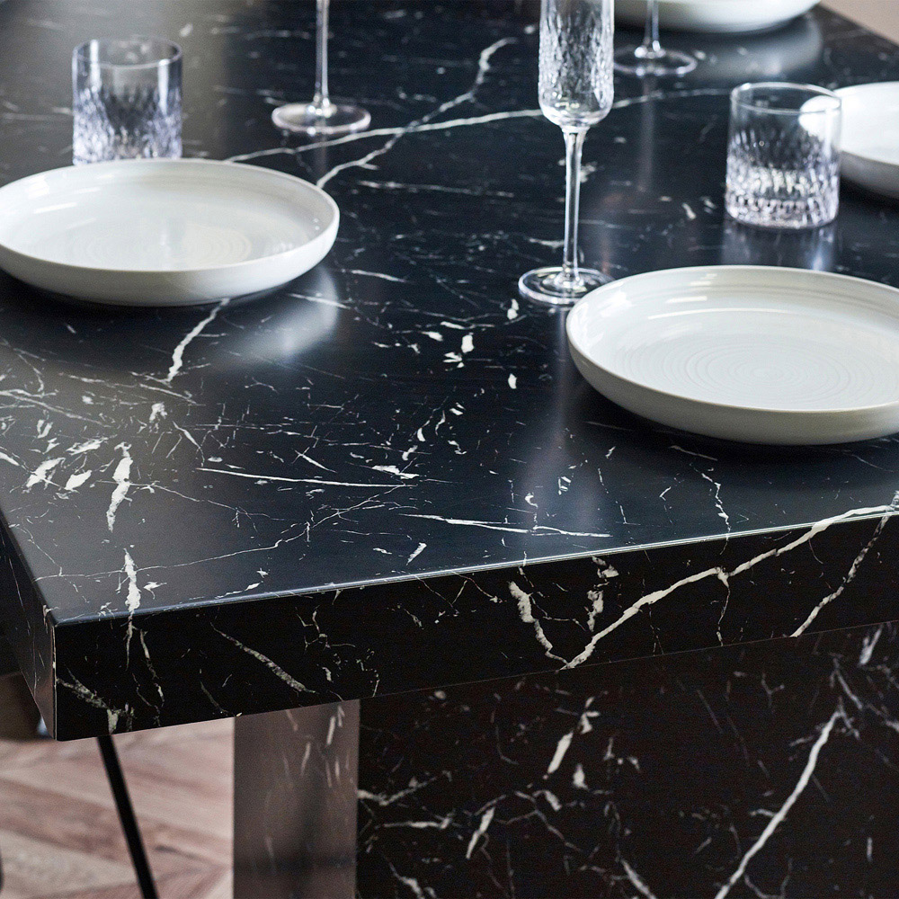 Julian Bowen Rome 6 Seater Marble Effect Dining Table Black Image 8