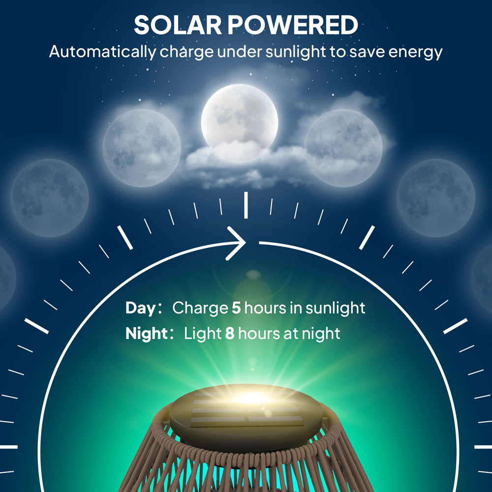 Outsunny Dark Brown Rattan Solar Lamp Image 8