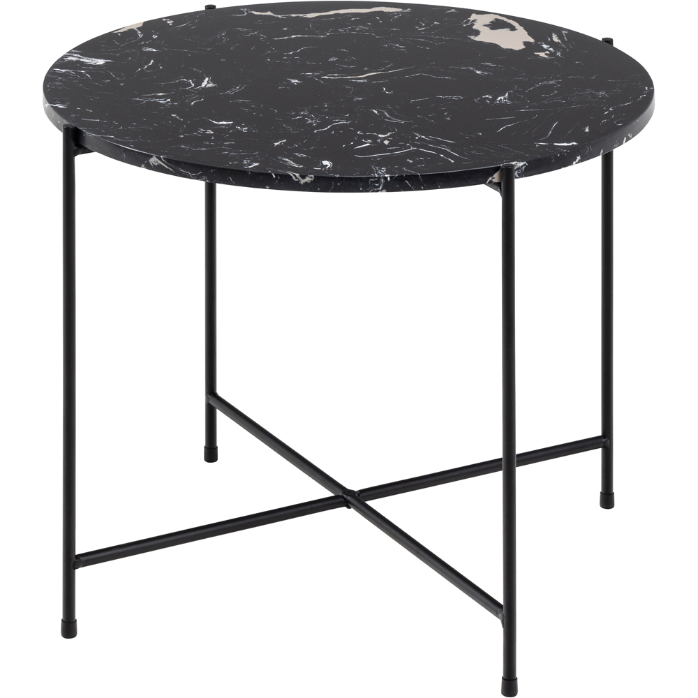Florence Avila Black Polished Marble Stone Side Table Image 3