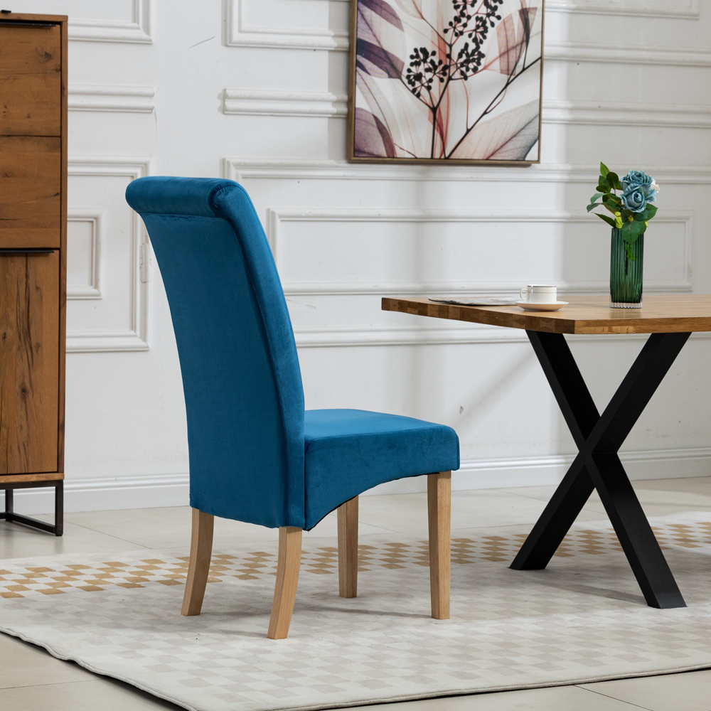 Artemis Home Rimini Set of 2 Blue Velvet Fabric Dining Chair Image 5