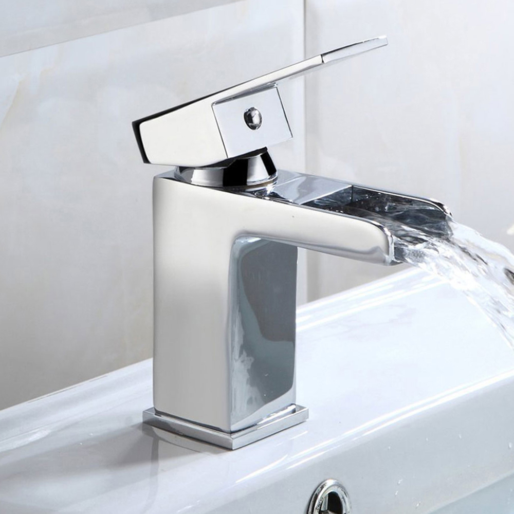 Nes Home Waterfall Chrome Cloakroom Basin Mono Mixer Tap with Waste Image 2