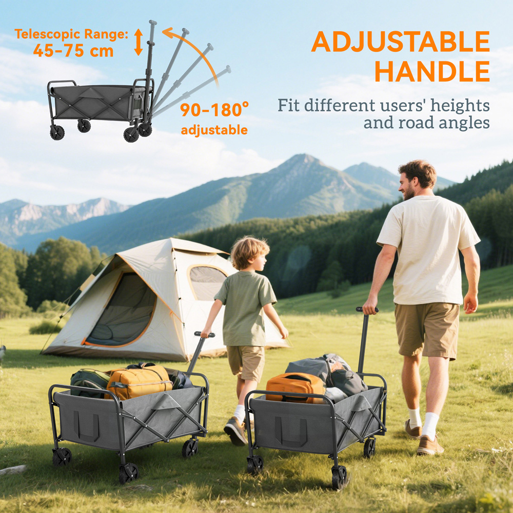 Outsunny 62L Grey Heavy Duty Folding Garden Trolley Image 4