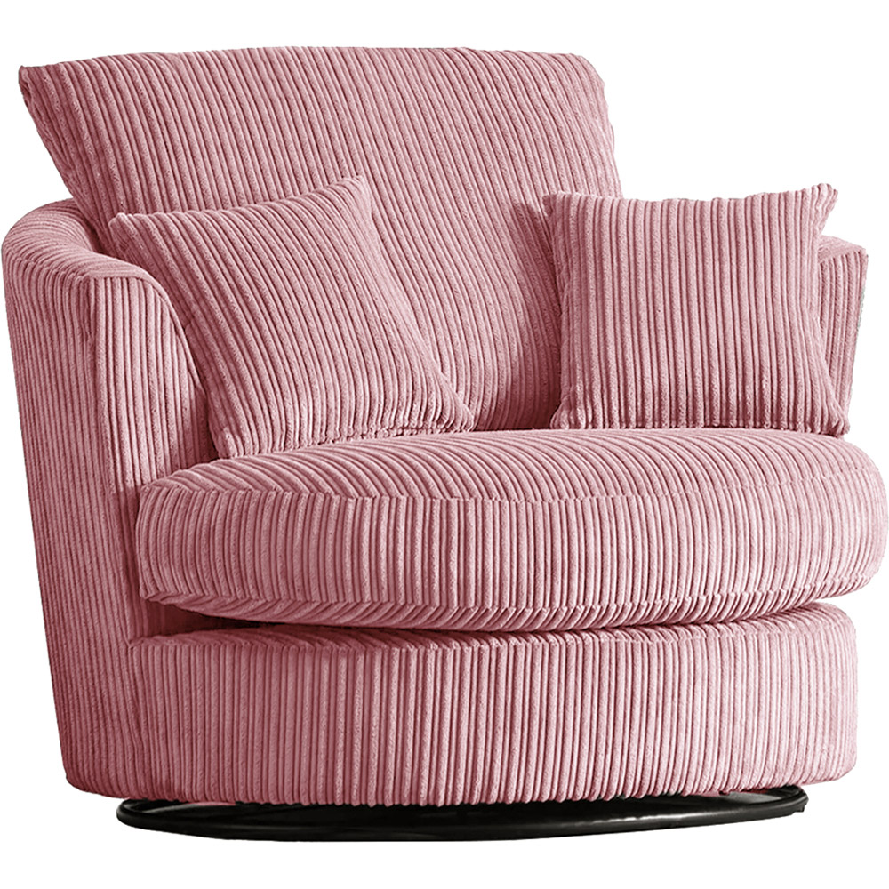 Luxor Pink Jumbo Cord Swivel Chair Image 2